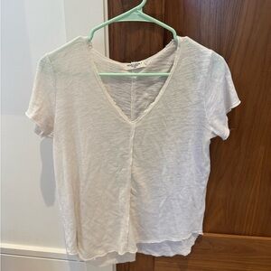 Project Social T Sheer White V-Neck Tee